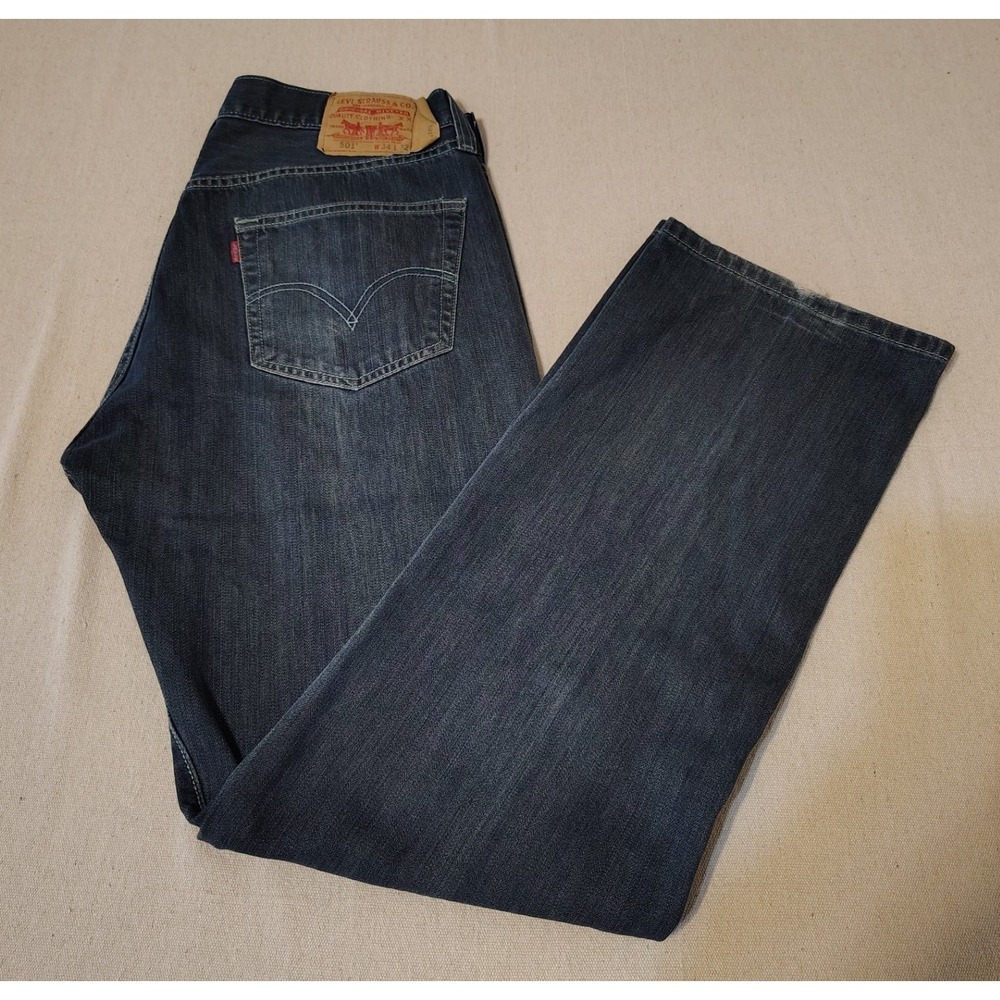 Levi Strauss Co 501 Original Fit Dark Wash Denim Jeans Mens W34 L32 MM